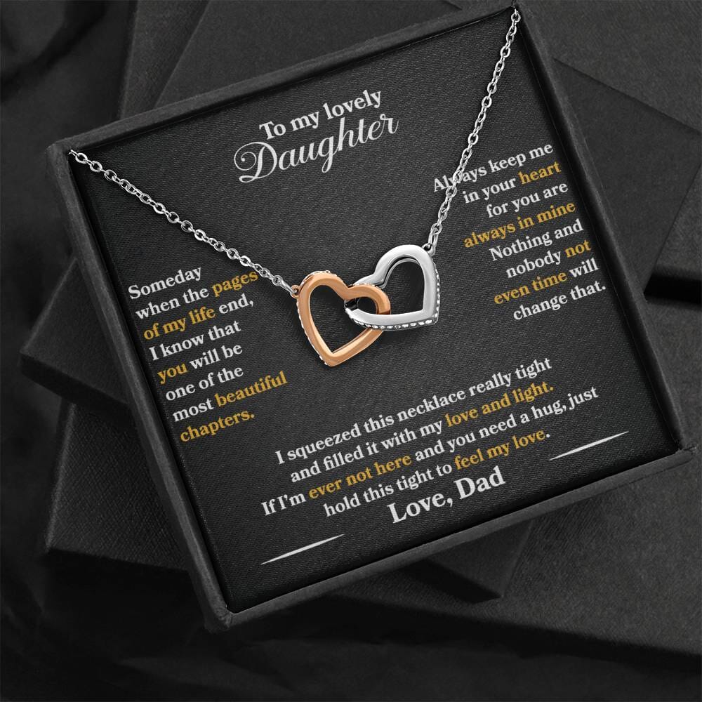 Daughter - Interlocking Hearts Necklace From Dad Jewelry Two Toned Box 