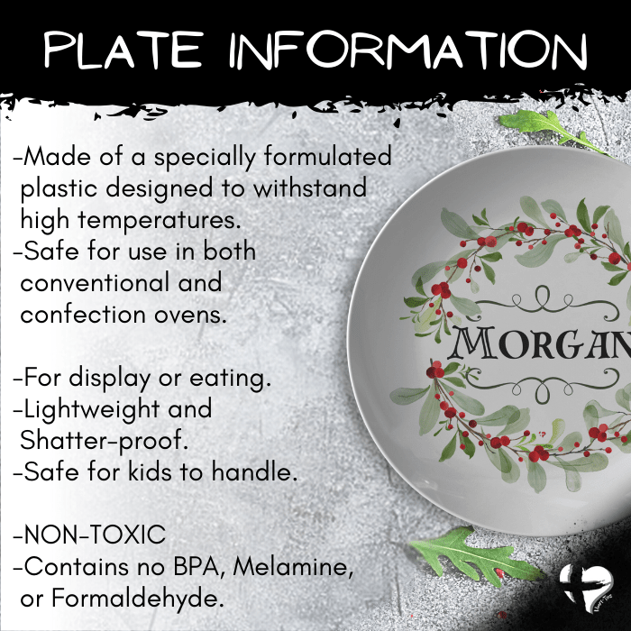 Christmas Holly with Name - 10" Dinner Plate - THG#353DP Kitchenware 