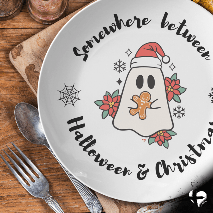 Happy Hallothanksmas Custom Plate - THG#354DP Kitchenware Single 