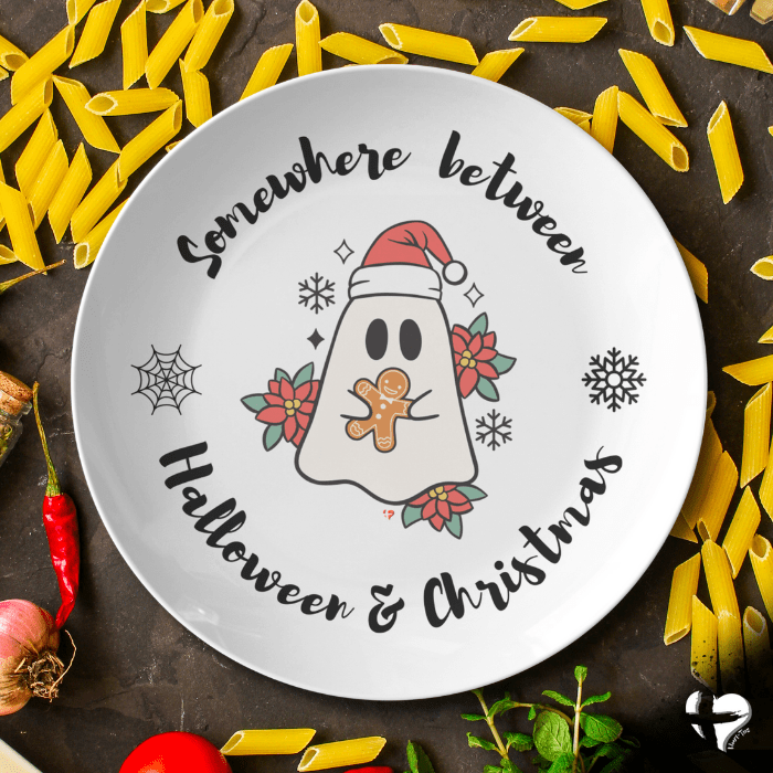 Happy Hallothanksmas Custom Plate - THG#354DP Kitchenware 