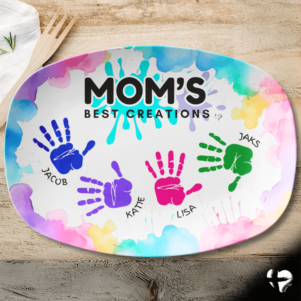 Mom Handprint Art Platter From Kids THG#400DP Kitchenware 