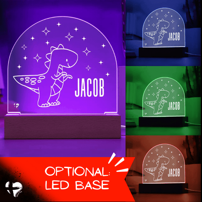 Spotted Dinosaur Night Light - Acrylic Dome Plaque - HGF#358AD Jewelry Acrylic Dome with LED Base 