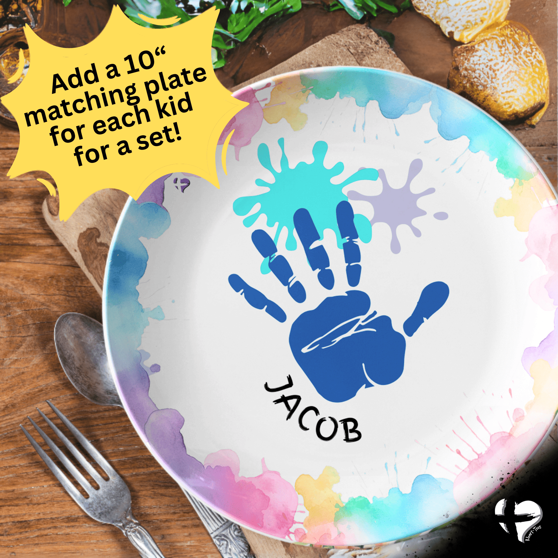 Mom Handprint Art Platter From Kids THG#400DP Kitchenware Kid Plate 