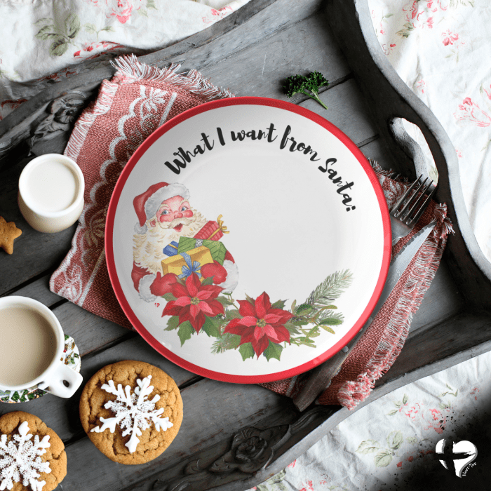 Write On Santa Cookie Plate - What I Want For Christmas - THG#350DP Kitchenware 
