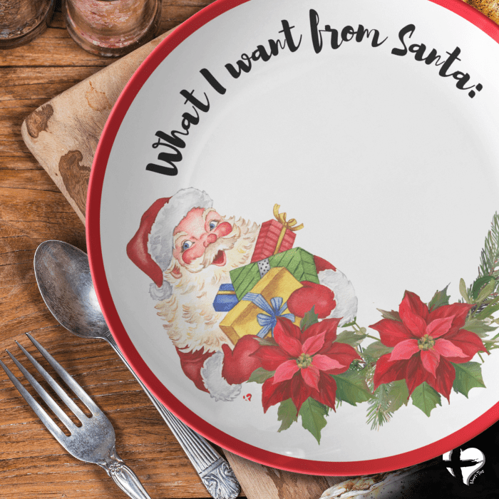 Write On Santa Cookie Plate - What I Want For Christmas - THG#350DP Kitchenware 