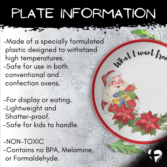 Write On Santa Cookie Plate - What I Want For Christmas - THG#350DP Kitchenware 