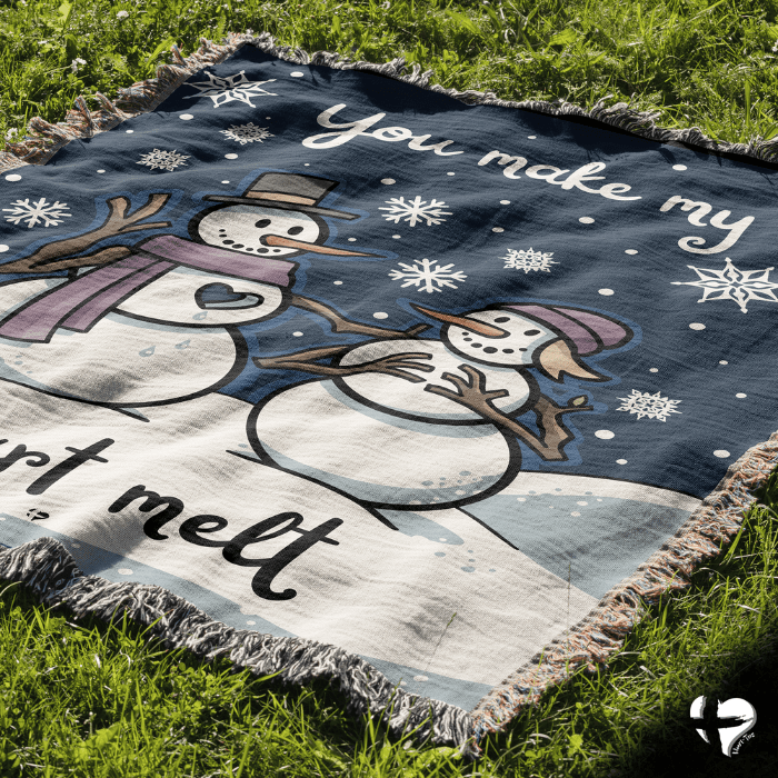 You Make My Heart Melt Snowman Woven Blanket THG#339WB-NP blanket 