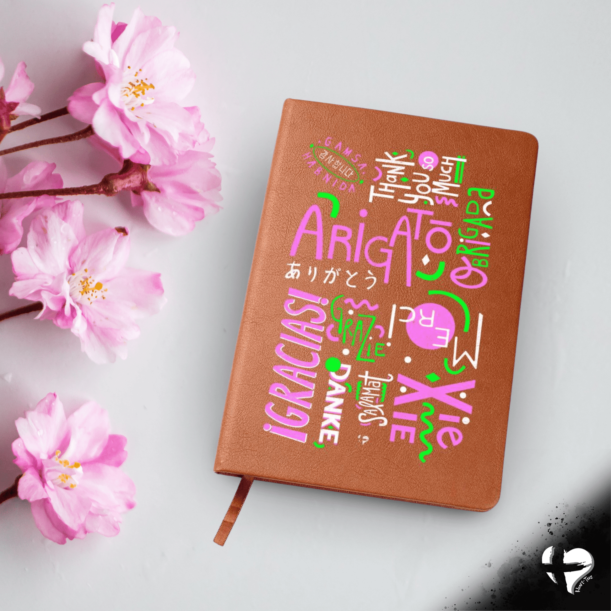 Thank you Journal In Multiple Languages - HGF#332LJ Journal Pink & Green 