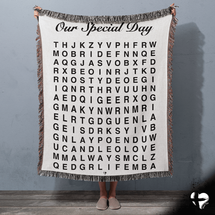 Wedding Word Search Woven Blanket - THG#334WB blanket 60x80 inch Graphics 