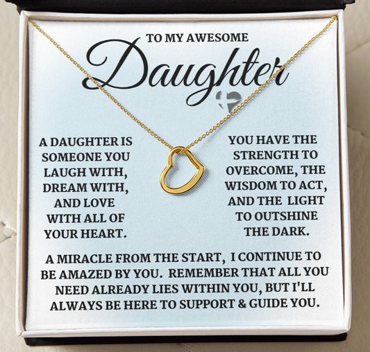 Daughter - Laugh Dream Love - Delicate Heart Necklace HGF3123DHb3 Jewelry 