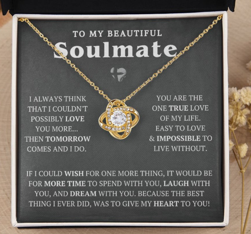 To My Soulmate - One More Wish - Love Knot HGF#221LK Jewelry 18K Yellow Gold Finish Standard Box 