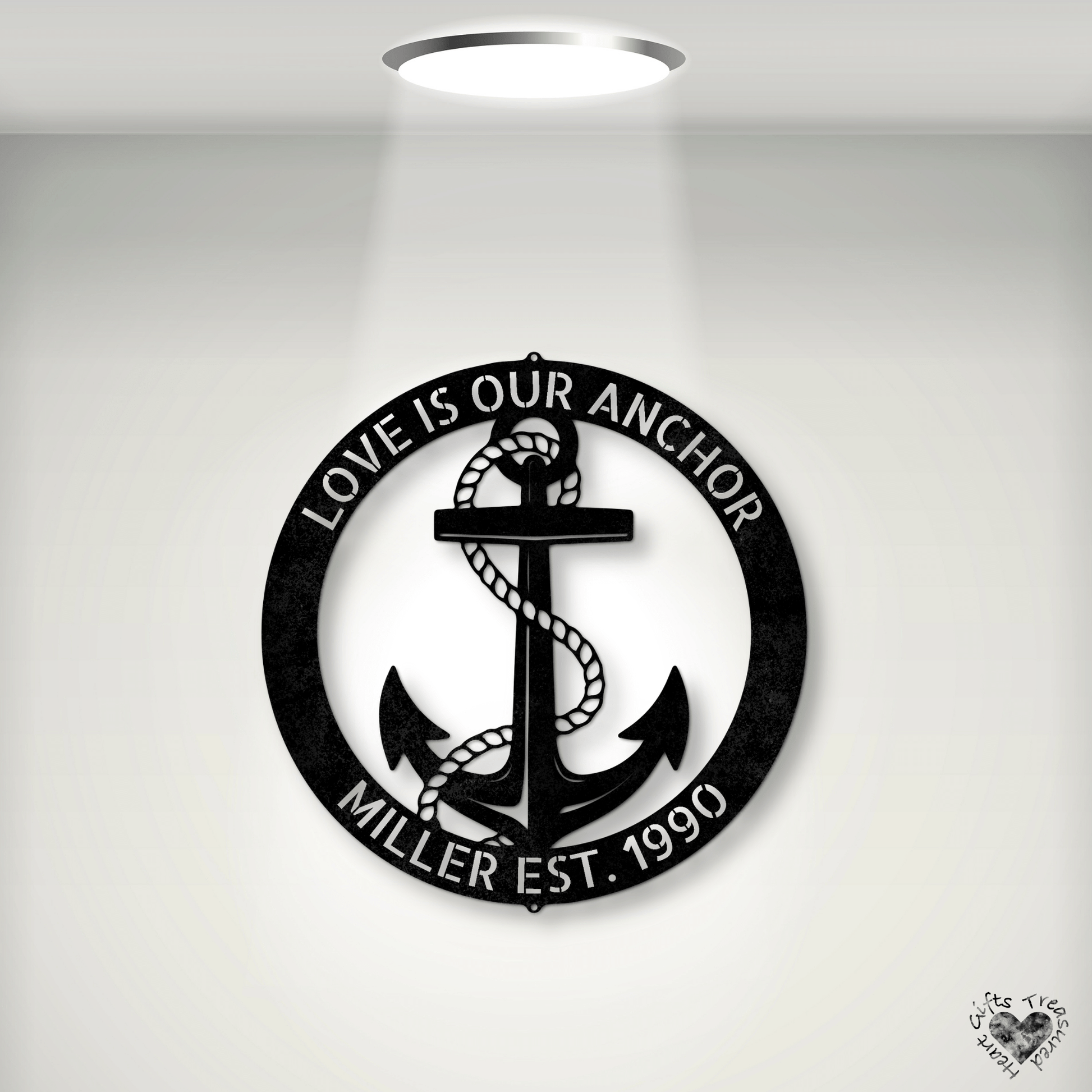 Elaborate Anchor Ring - Steel Sign custom Black 12" 