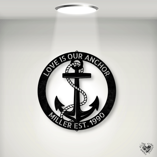 Elaborate Anchor Ring - Steel Sign custom Black 12" 