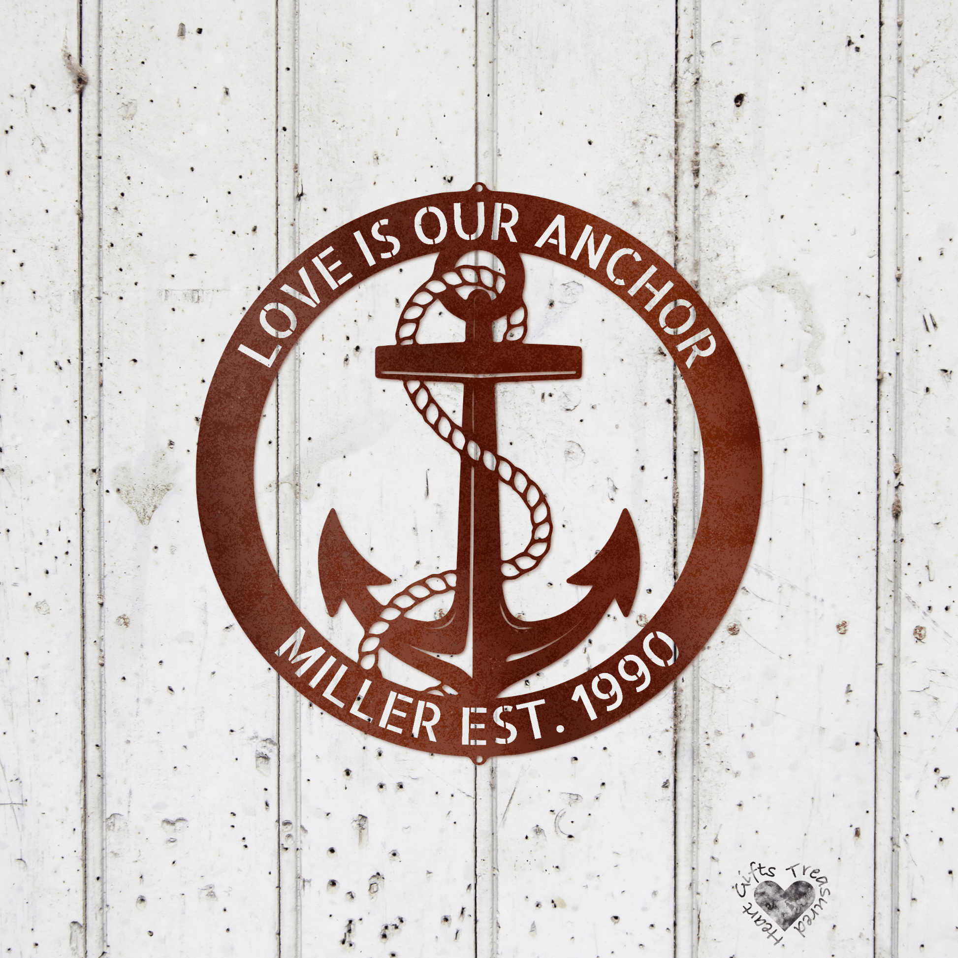 Elaborate Anchor Ring - Steel Sign custom Copper 12" 