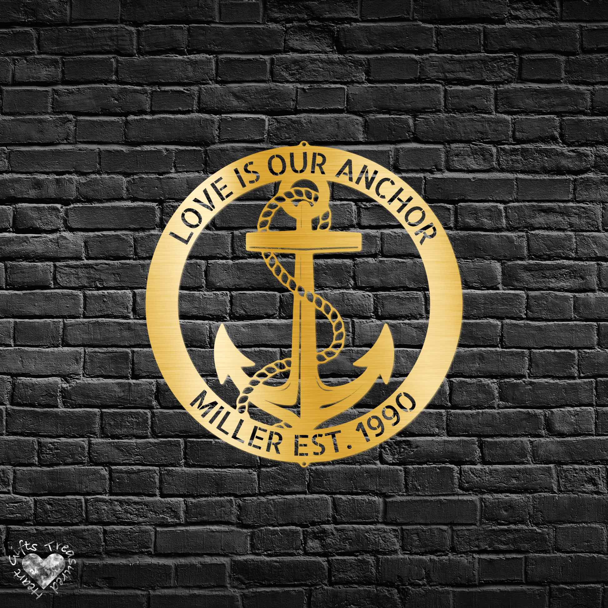 Elaborate Anchor Ring - Steel Sign custom Gold 12" 