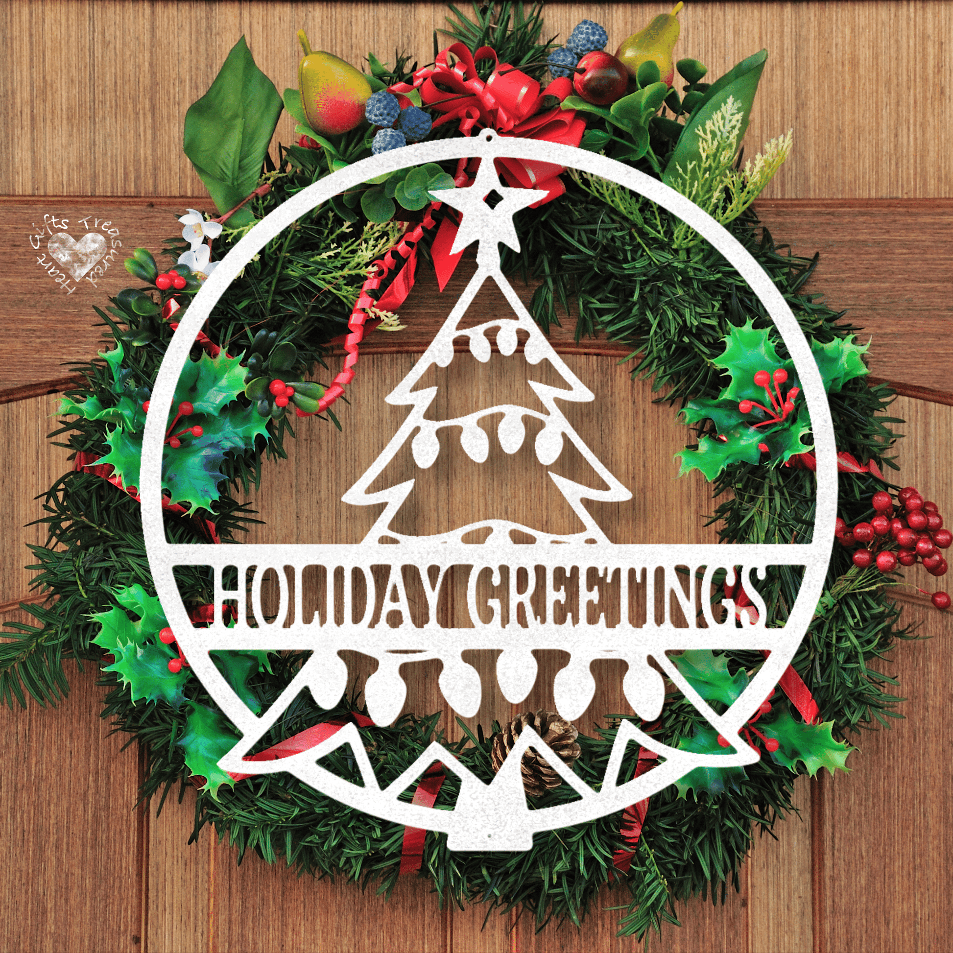 Christmas Tree Metal Name Sign Custom 