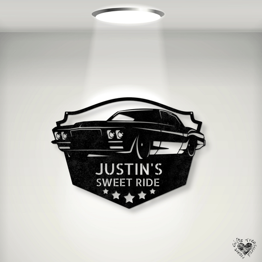 Classic Car Enthusiast Monogram Sign Custom Black 12" 