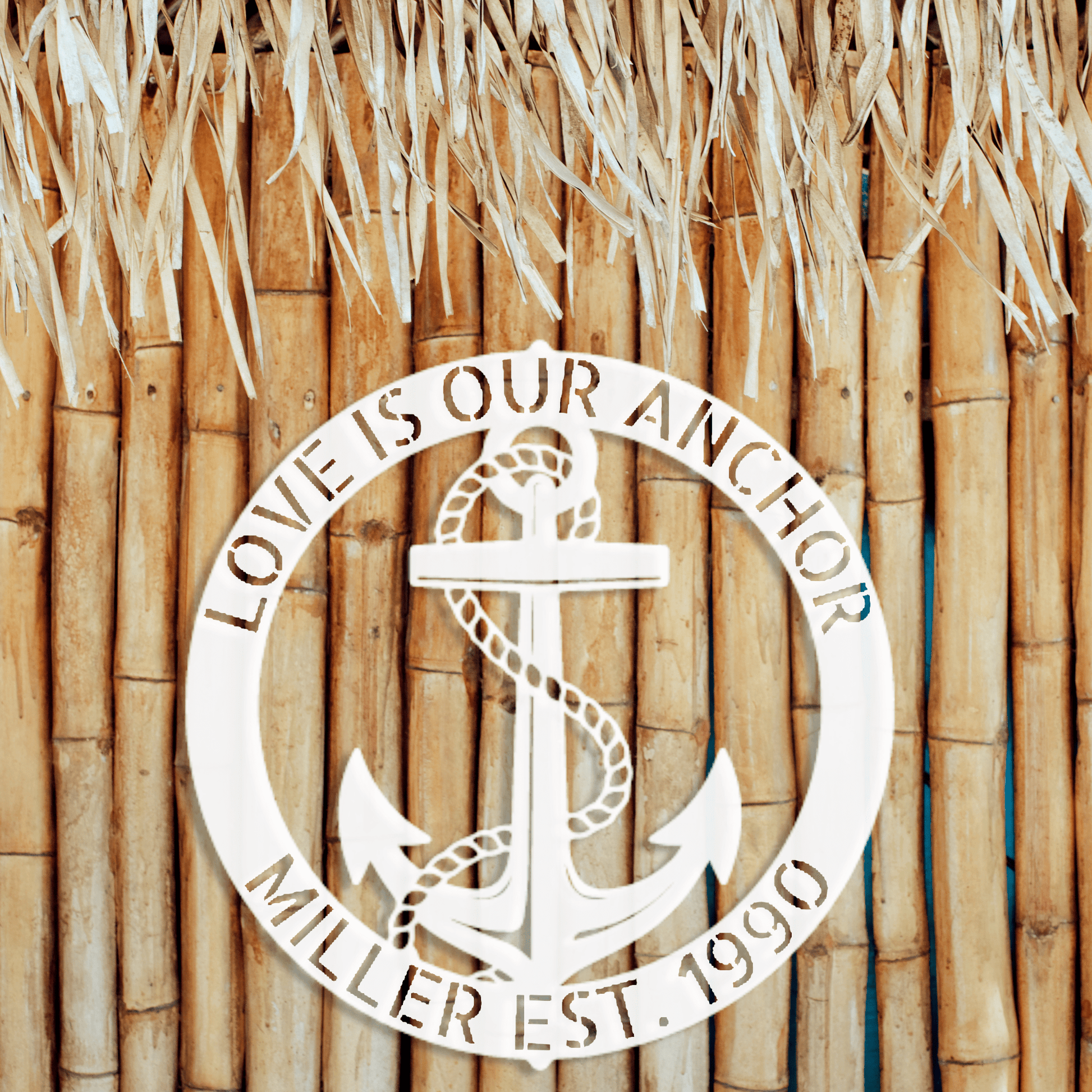 Elaborate Anchor Ring - Steel Sign custom White 12" 