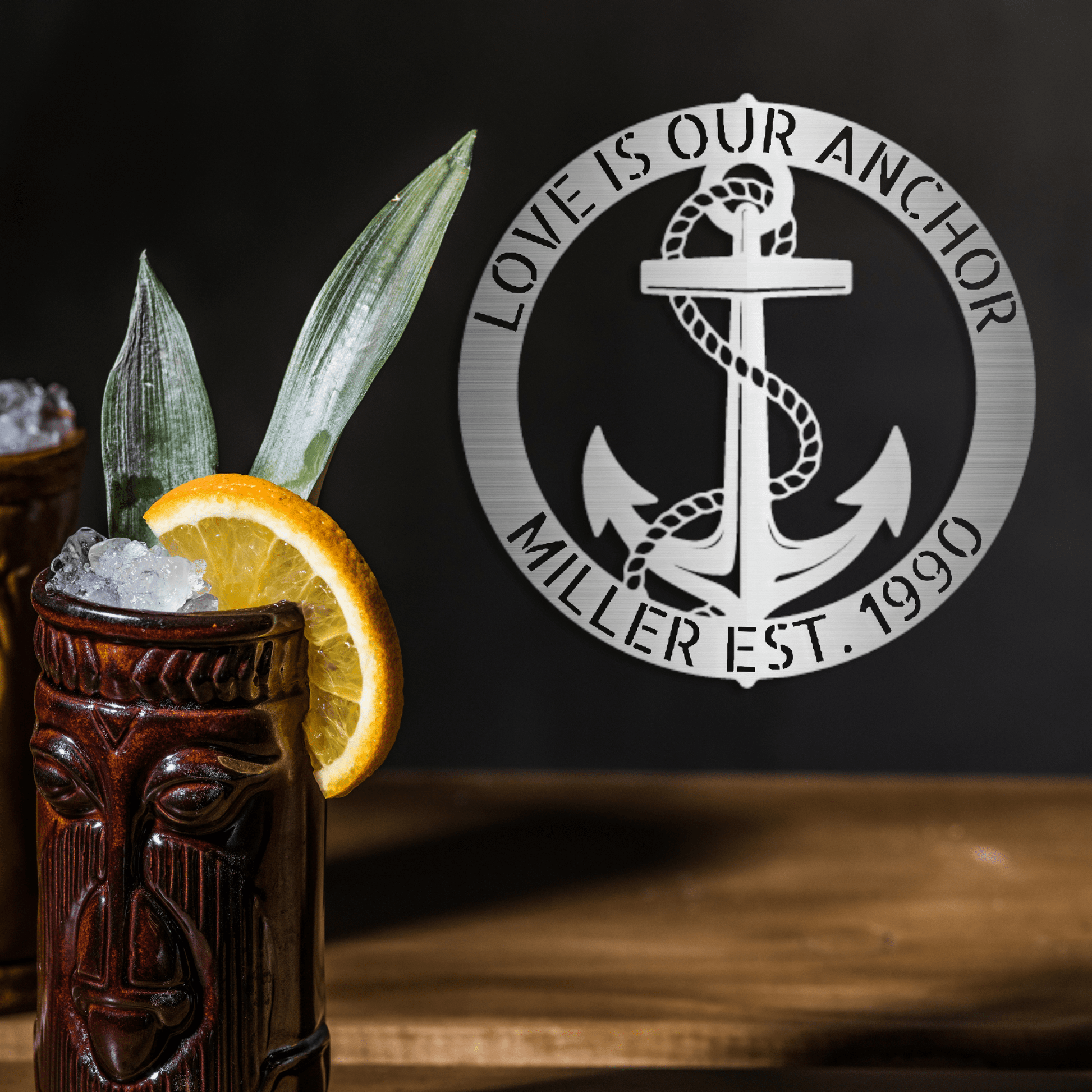 Elaborate Anchor Ring - Steel Sign custom Silver 12" 