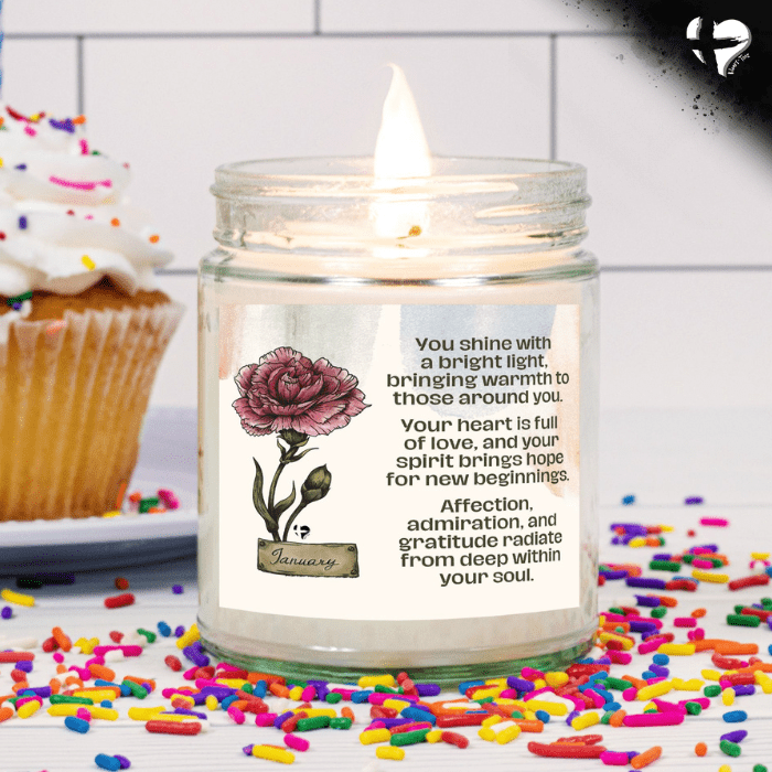 January Carnation - Birth Flower - Soy Candle HGF#255SC Candles 