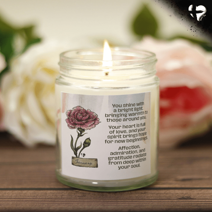 January Carnation - Birth Flower - Soy Candle HGF#255SC Candles 