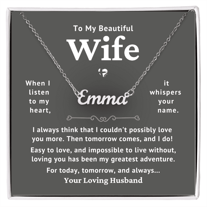 Wife - Today Tomorrow & Always - Name Necklace HGF#239NNb Jewelry 