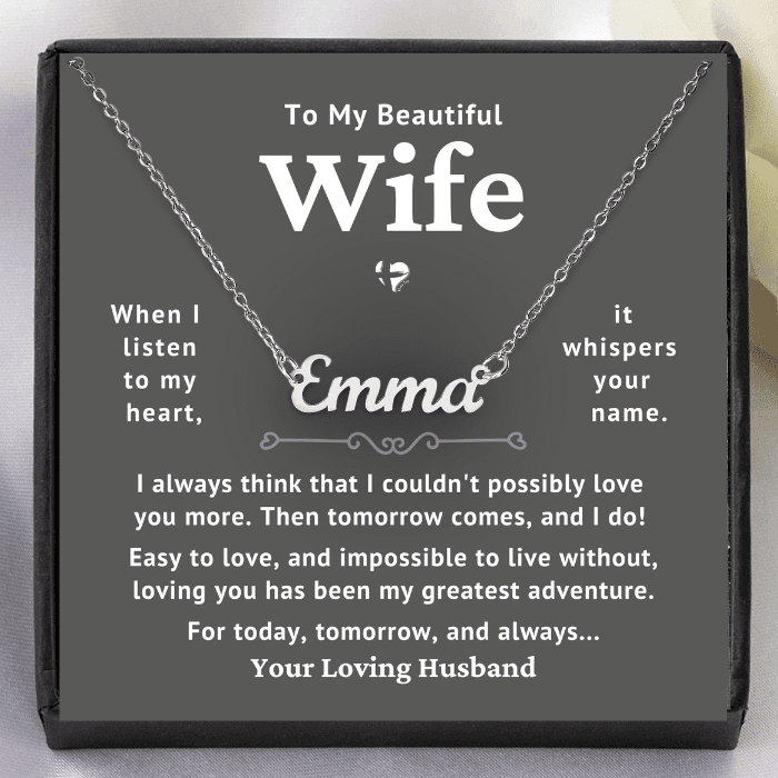 Wife - Today Tomorrow & Always - Name Necklace HGF#239NNb Jewelry 
