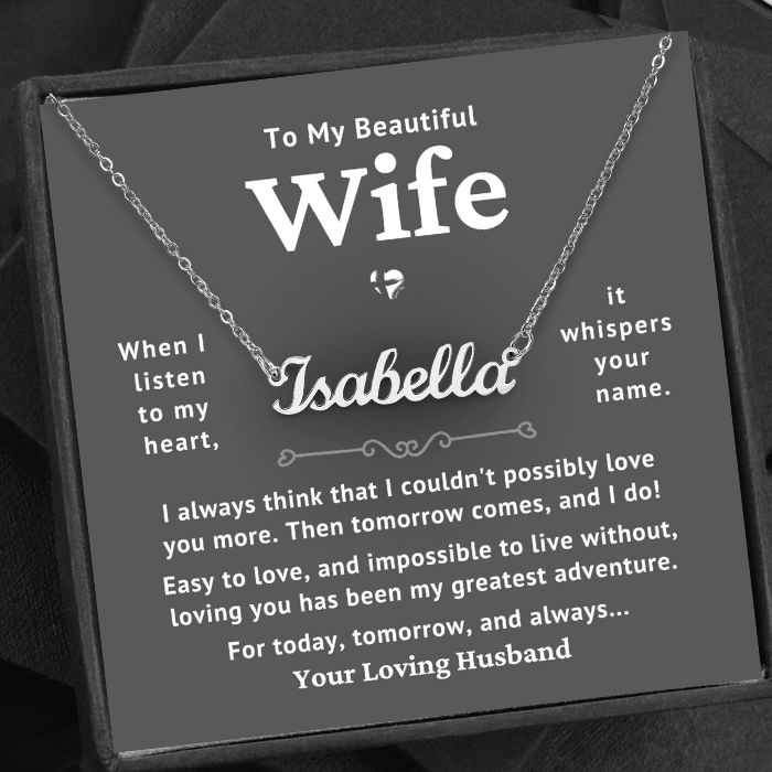 Wife - Today Tomorrow & Always - Name Necklace HGF#239NNb Jewelry Polished Stainless Steel Standard Box 