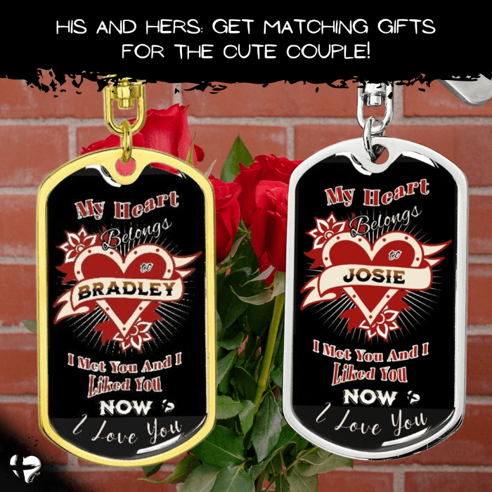 Boyfriend Girlfriend - My Heart Belongs To You - Personalized Keychain HGF#212KCv2 Jewelry 