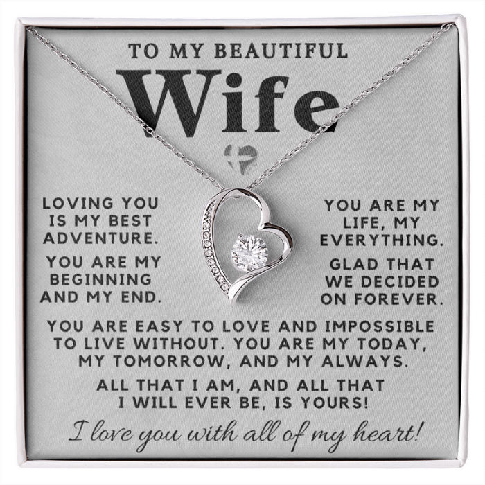 My Wife - My Life My Everything - Forever Love Heart Necklace HGF#98FL Jewelry 