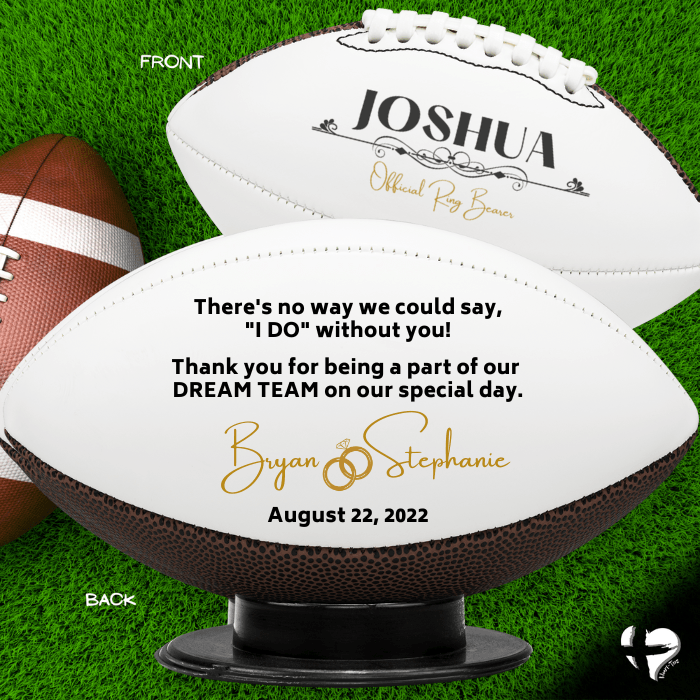 Custom Ring Bearer Gift - Wedding Party Thank You - Football & Stand HGF#124FB Sports fan accessories 