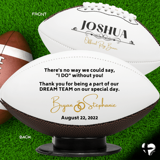 Custom Ring Bearer Gift - Wedding Party Thank You - Football & Stand HGF#124FB Sports fan accessories 