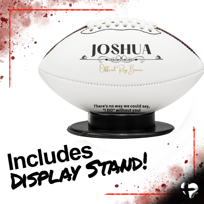 Custom Ring Bearer Gift - Wedding Party Thank You - Football & Stand HGF#124FB Sports fan accessories 