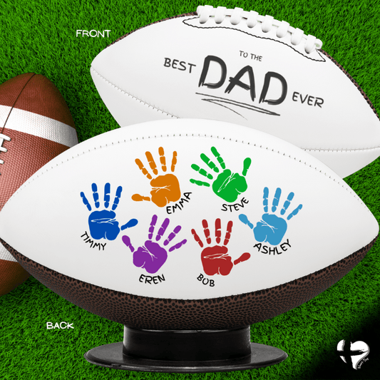 Custom Gift For Dad - Personalized Handprints From Kids - Football & Stand HGF#133FB Sports fan accessories 