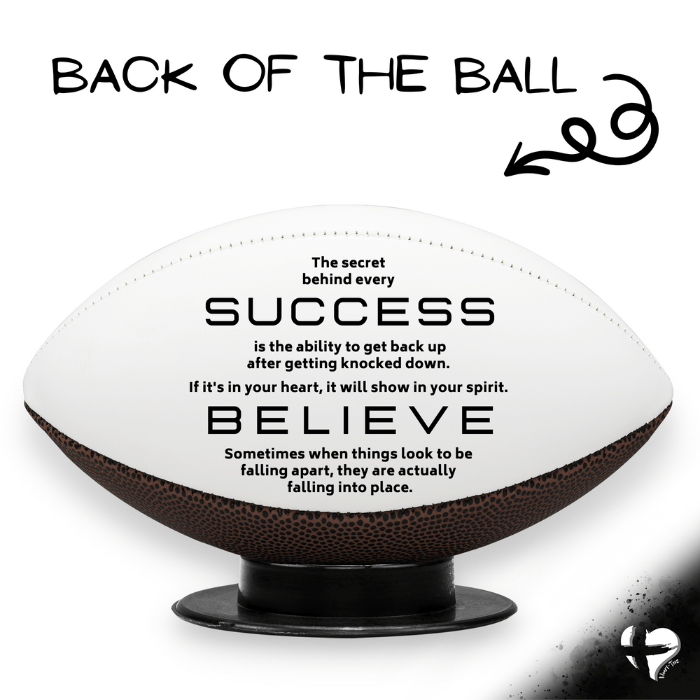 Attitude: Winners Never Quit - Mini Football & Display Stand HGF#162FB Sports 