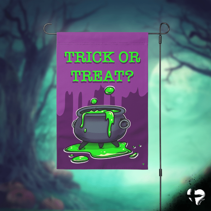 Garden Flag - Trick or Treat Cauldron THG#180GF Home Goods No Stand 