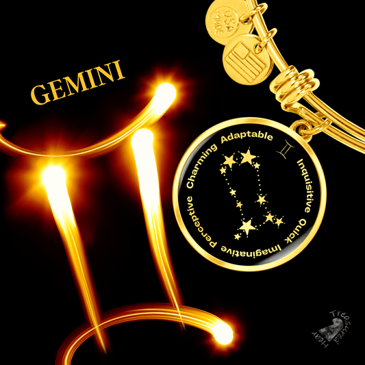 Gemini Zodiac Sign Bracelet Jewelry Luxury Bangle (Gold) No 