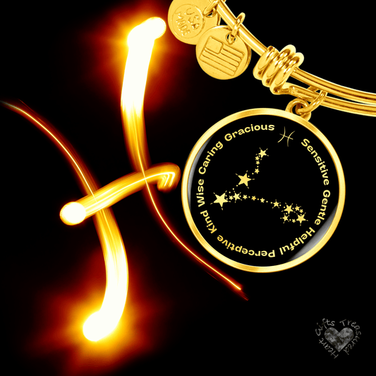 Pisces Zodiac Sign Bracelet Jewelry Luxury Bangle (Gold) No 