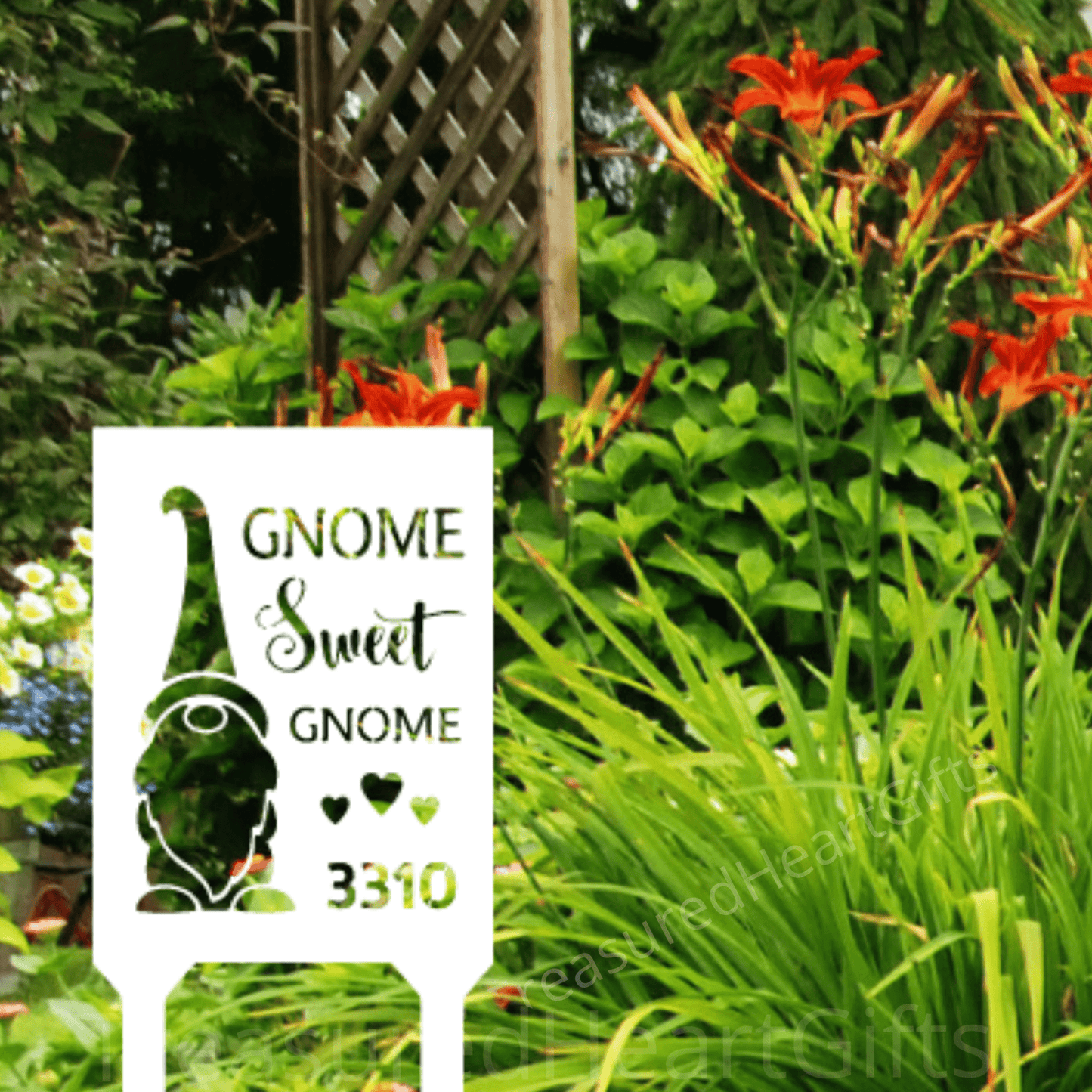 Gnome Yard Stake custom White 18" 