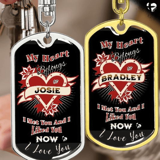 My Heart Belongs To You - Personalized Keychain HGF#212KCv2 Jewelry 