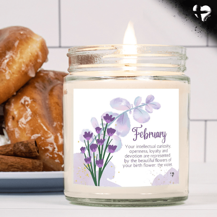 February Violet - Birth Month Flower - Soy Candle HGF#257SC Candles Cinnamon Stick 