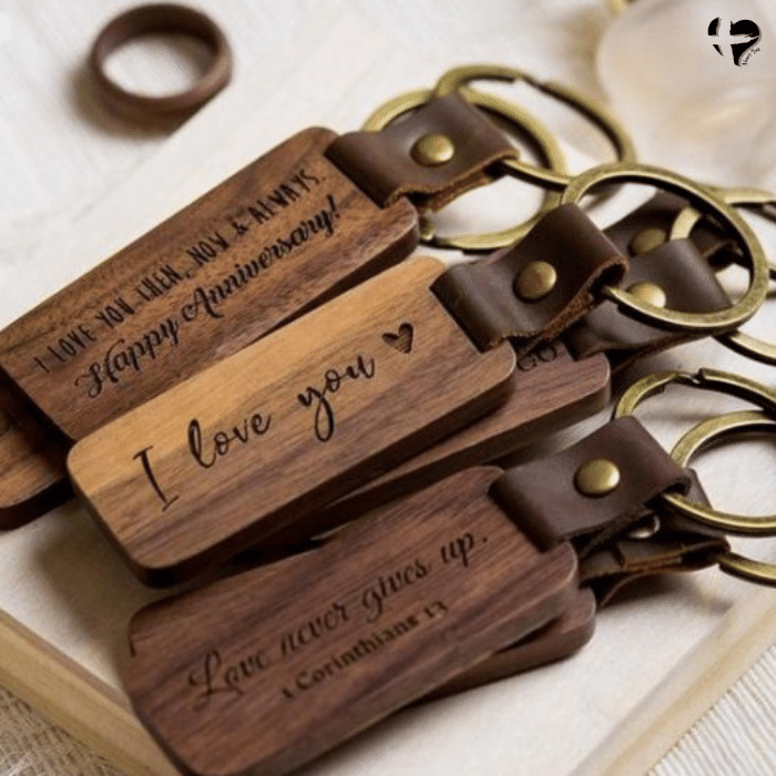 Dad - Kid Names - Engraved Wooden Keychain custom 