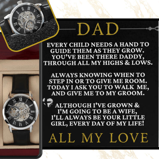 Father of the Bride Watch | Will You Walk Me Down The Aisle Jewelry Men's Watch In Luxury LED Box 