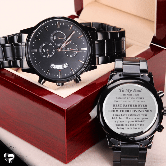 To Dad - Always In Your Heart - Engraved Watch From Son Watches Luxury Box with LED Light 