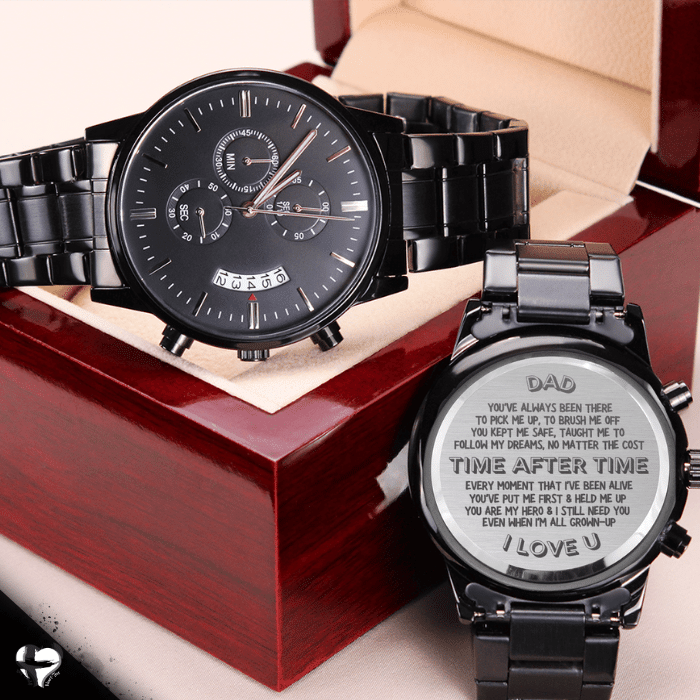 Dad - Time After Time - Engraved Watch Jewelry Luxury Box 