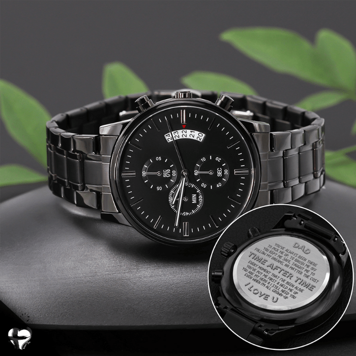 Dad Time After Time Engraved Watch Heart Teez