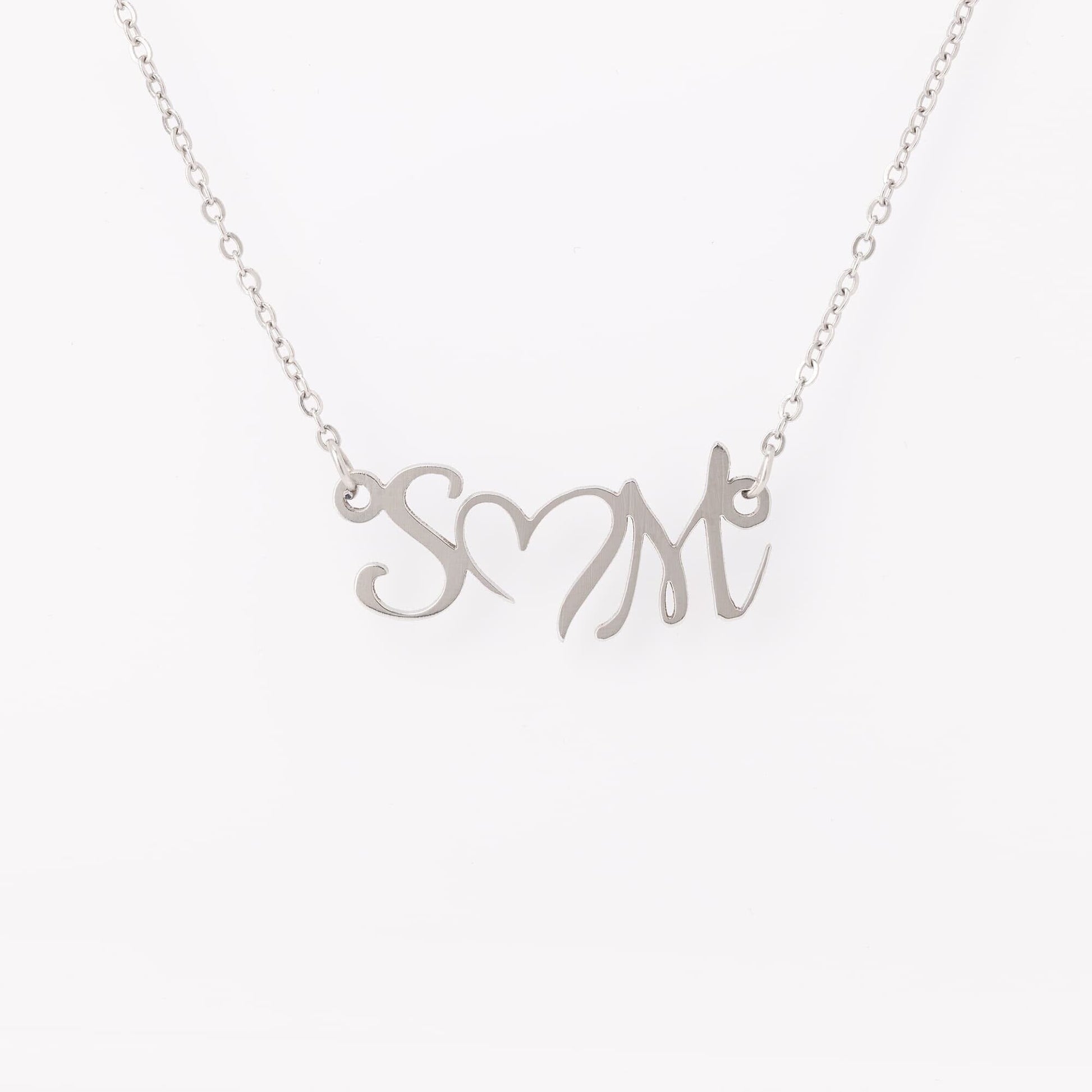 Personalized Heart Necklace With Initials - HGF#227HI Jewelry Silver 