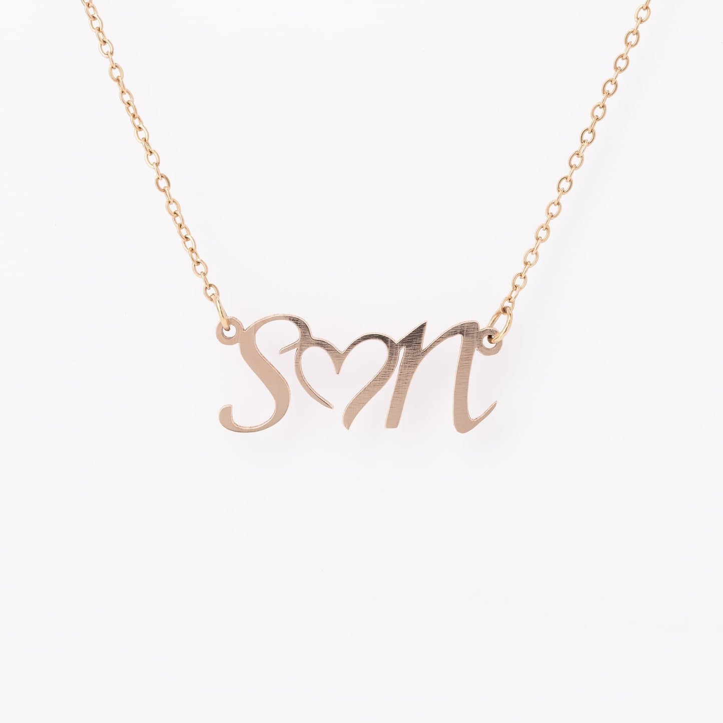Personalized Heart Necklace With Initials - HGF#227HI Jewelry Rose Gold 