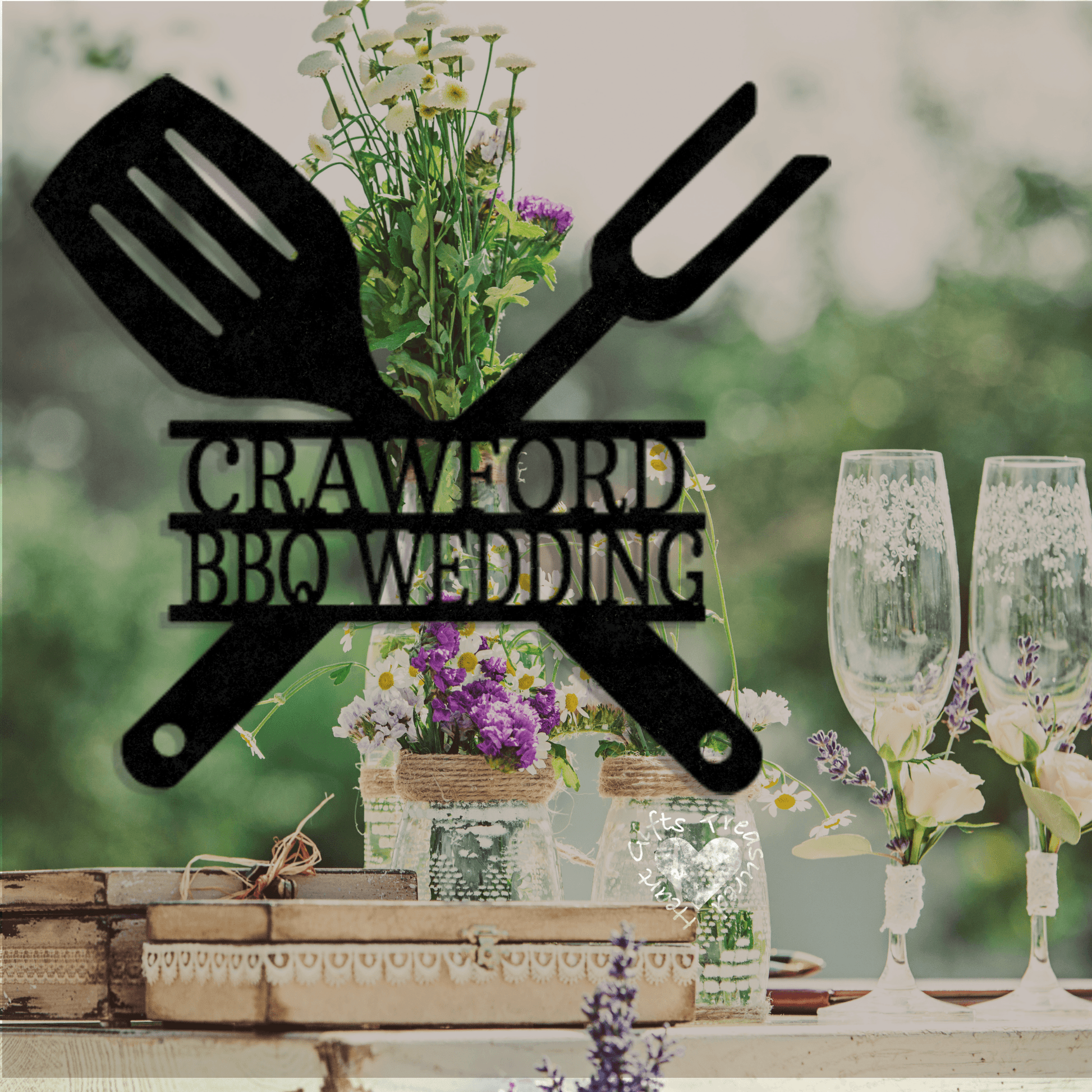 I Do BBQ Wedding Custom Sign Metal 