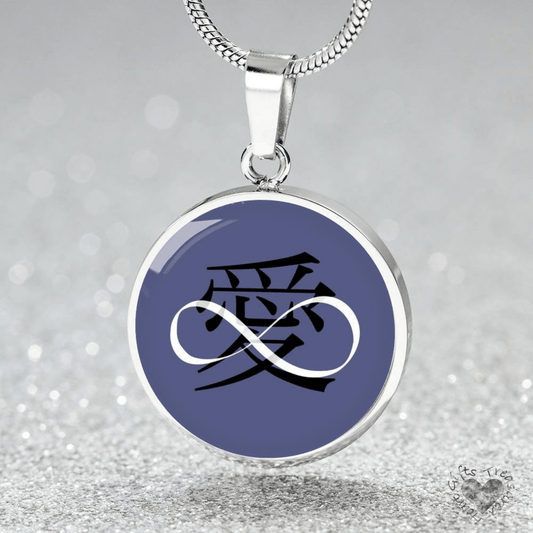 Personalized Japanese Infinity Love Kanji Necklace Jewelry Luxury Necklace (Silver) No 